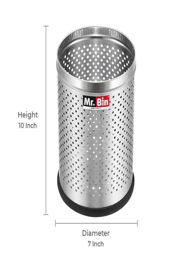 Mr. Bin Stainless Steel Dustbin | Perforated Stainless Steel bin | 7" x 10" Garbage Bin | SS 202 Modular Trash Can | Round-Shape Dustbin for Home, Bathroom, Kitchen & Office | 5 Liter | - Image 2